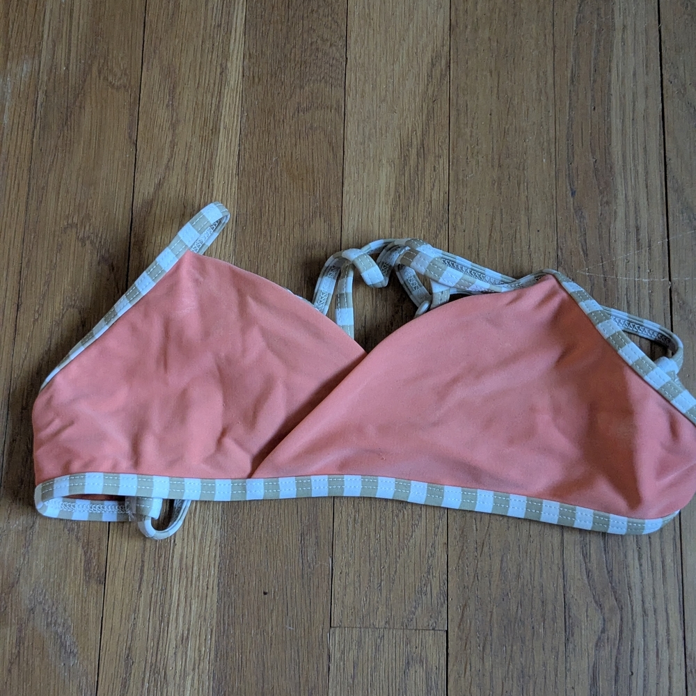 Kids Swim Top in Coral and Beige